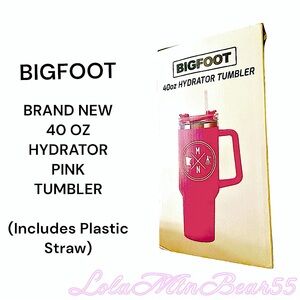 BIGFOOT BRAND NEW 40 OUNCE PINK TUMBLER WITH PLASTIC STRAW INCLUDED-INSULATED